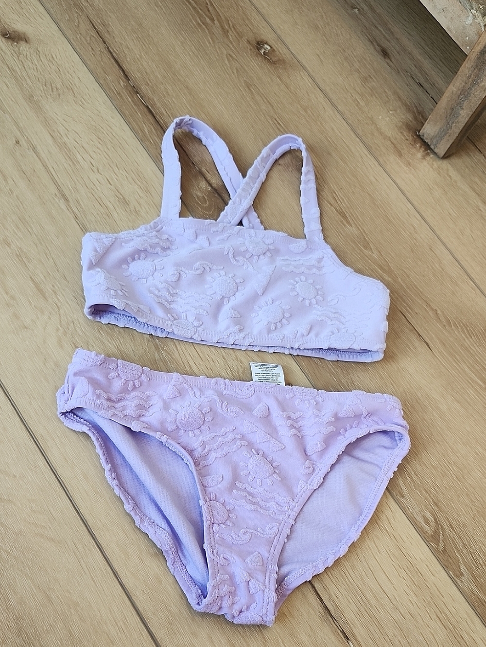 Textured Lilac Two-Piece Swim Suit, Girls Medium 7/8